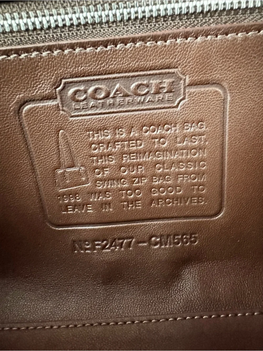 Coach Swing Zip Mahogany Brown Leather Shoulder Bag Re-Edition CM565